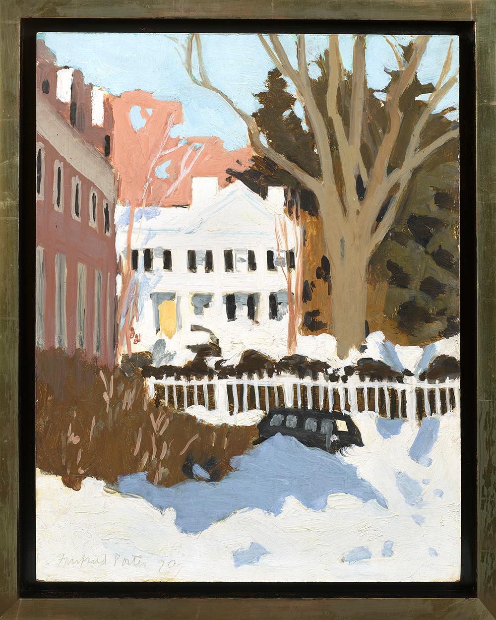 Oreton Clark House, Amherst College, 1970 - Painting by Fairfield Porter