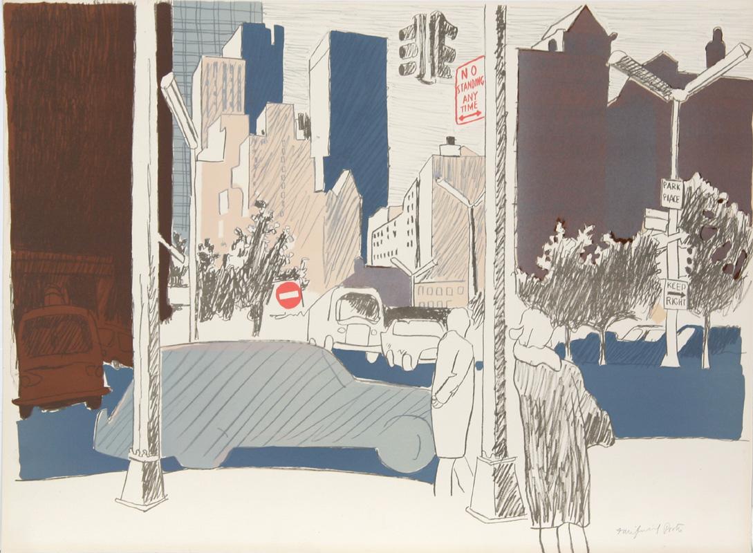 Künstler: Fairfield Porter, Amerikaner (1907 - 1975)
Titel: Unbetitelt (NYC)
Jahr: ca. 1970
Medium: Lithographie auf Arches, signiert und nummeriert mit Bleistift
Auflage: 100
Größe: 22 Zoll x 30 Zoll (55,88 cm x 76,2 cm)