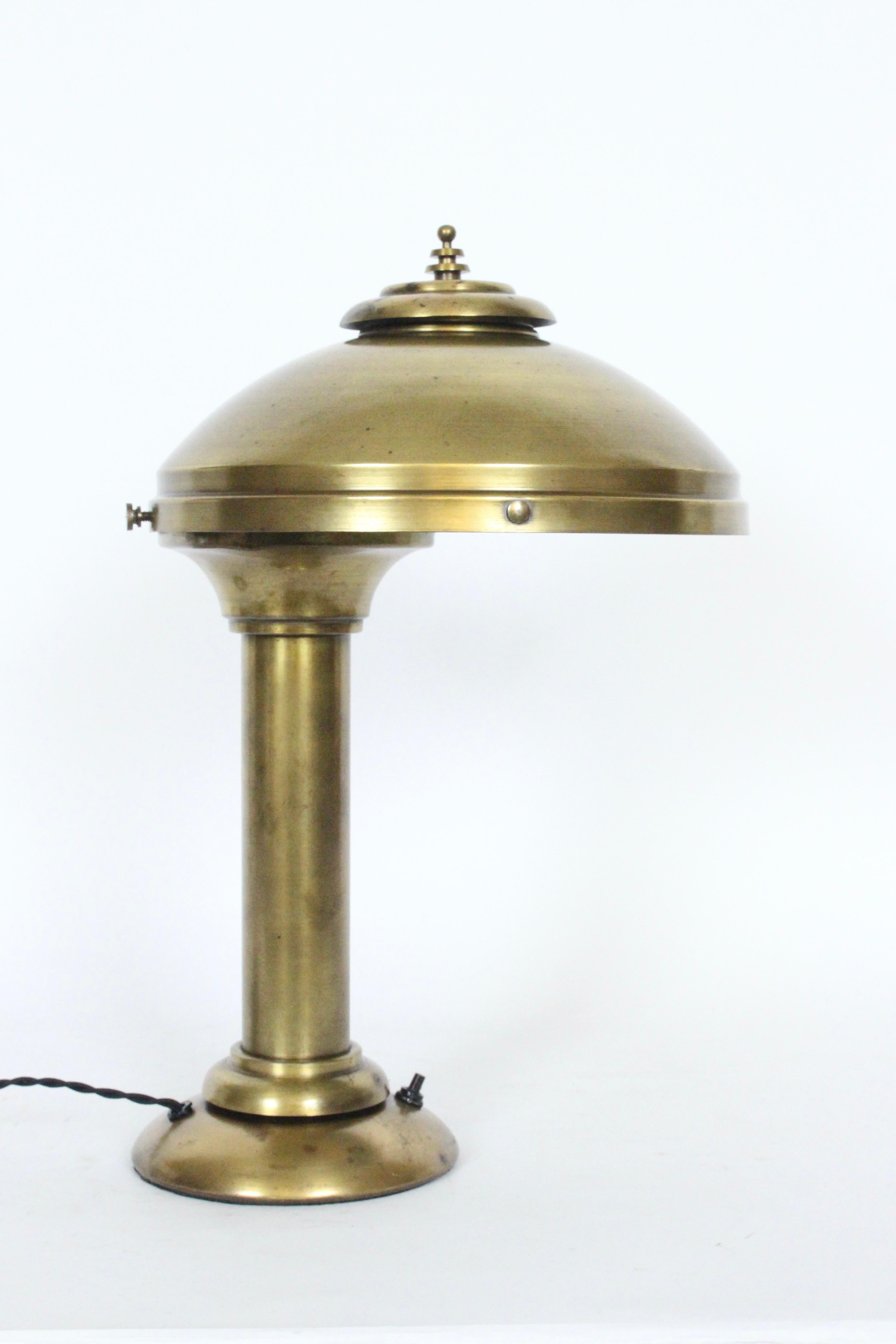 Early 20th Century Fairies Mfg. Co. Cantilever All Brass Shaded Desk Lamp, 1920s For Sale