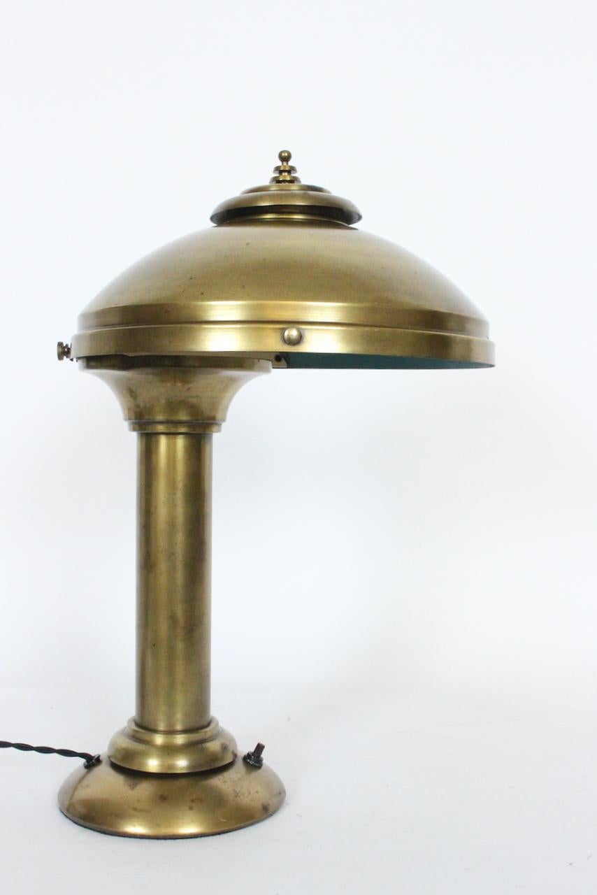 Fairies Mfg. Co. Cantilever All Brass Shaded Desk Lamp, 1920s For Sale 1