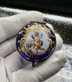 Fairy Cherub Angel Butterfly Wings Sunburst Enamel Patch Jewelry Box Blue Moser
