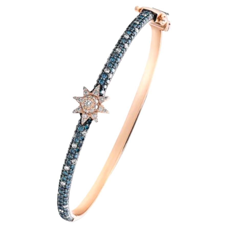 Fairy Star Blue and White Diamond 24k Gold Bangle In New Condition For Sale In West Hollywood, CA