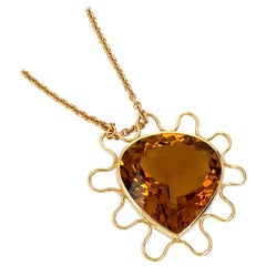 Georg Spreng - Fairy Tale Heart Pendant 18 Karat Yellow Gold with Orange Citrine