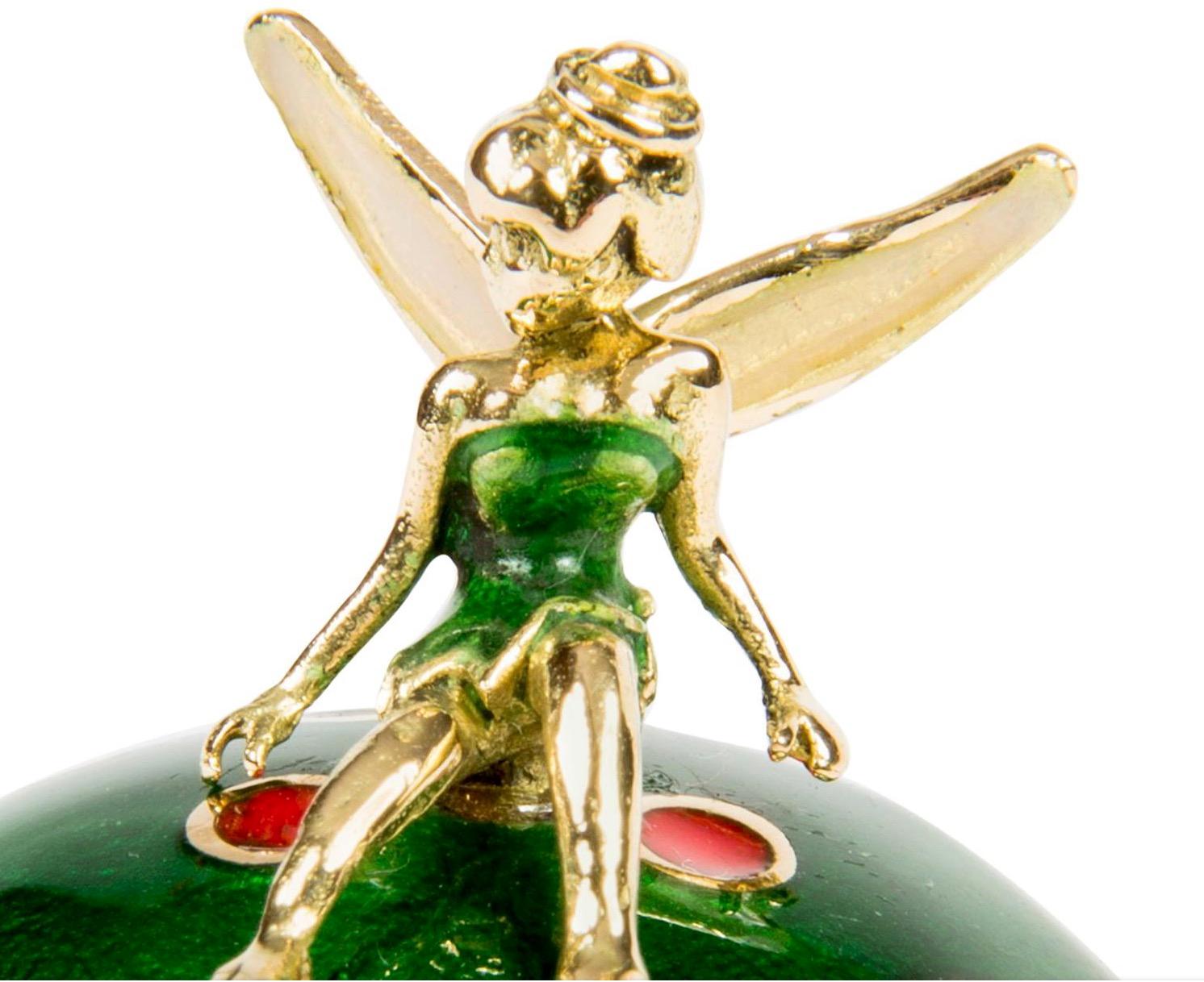 Fairy Tale Red and Green Enamel 18 Karat Yellow Gold Cocktail Ring For Sale 5
