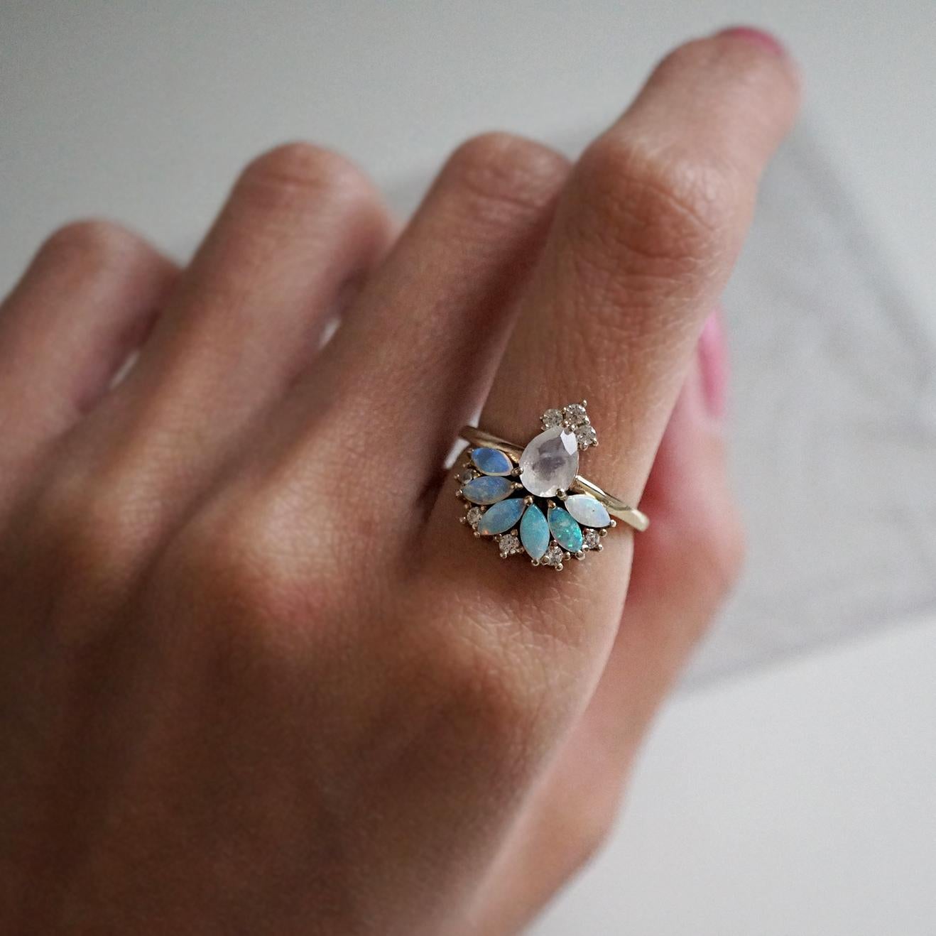 moonstone and opal engagement ring