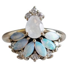 Fairydust Opal Moonstone Diamond Ring