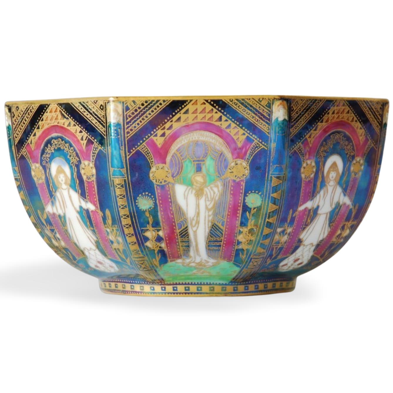 Fairyland Lustre Bowl, Geisha Wedgwood, circa 1925 For Sale 5