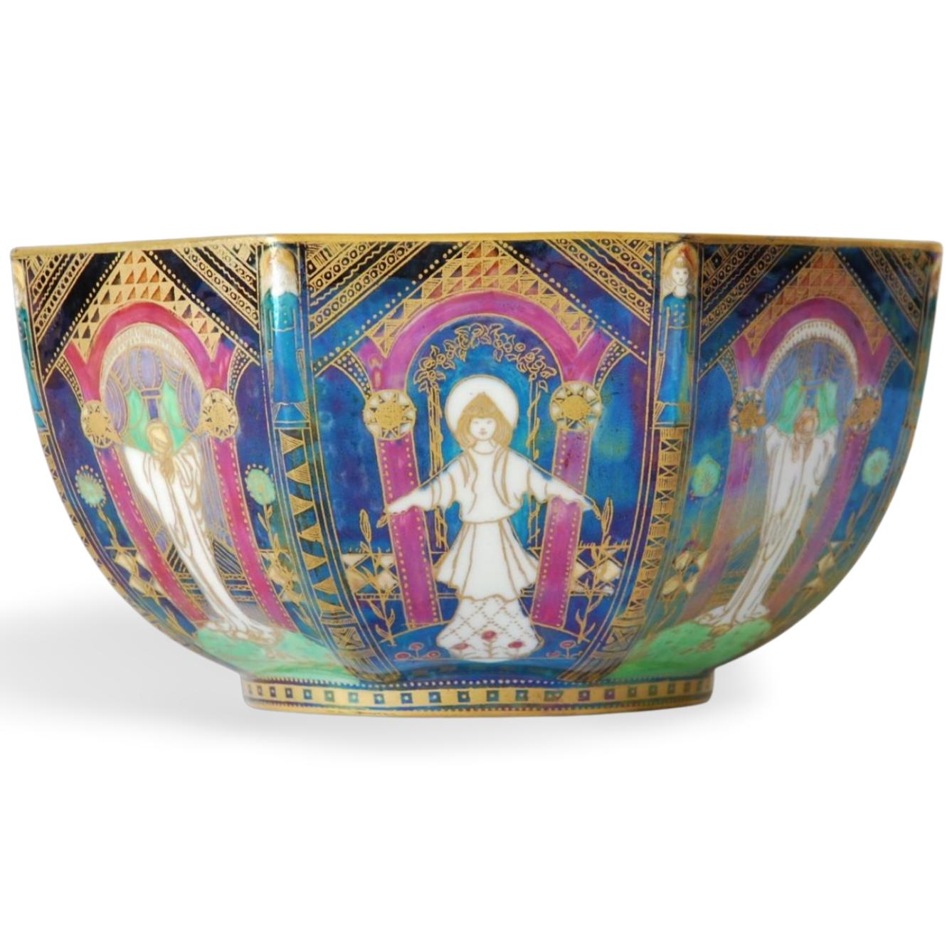 Fairyland Lustre Bowl, Geisha Wedgwood, circa 1925 For Sale 6