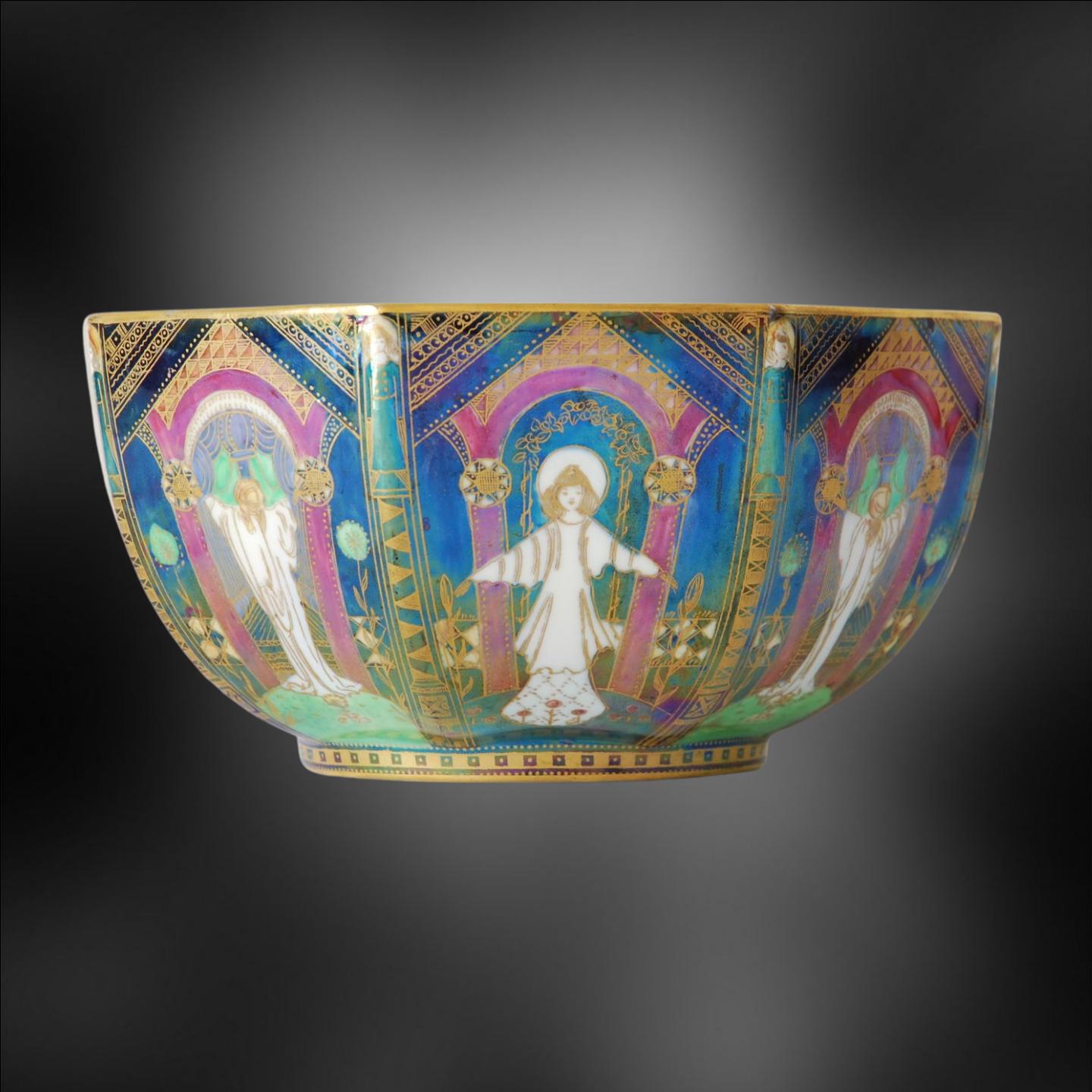 Fairyland Lustre Bowl, Geisha Wedgwood, circa 1925 For Sale 9