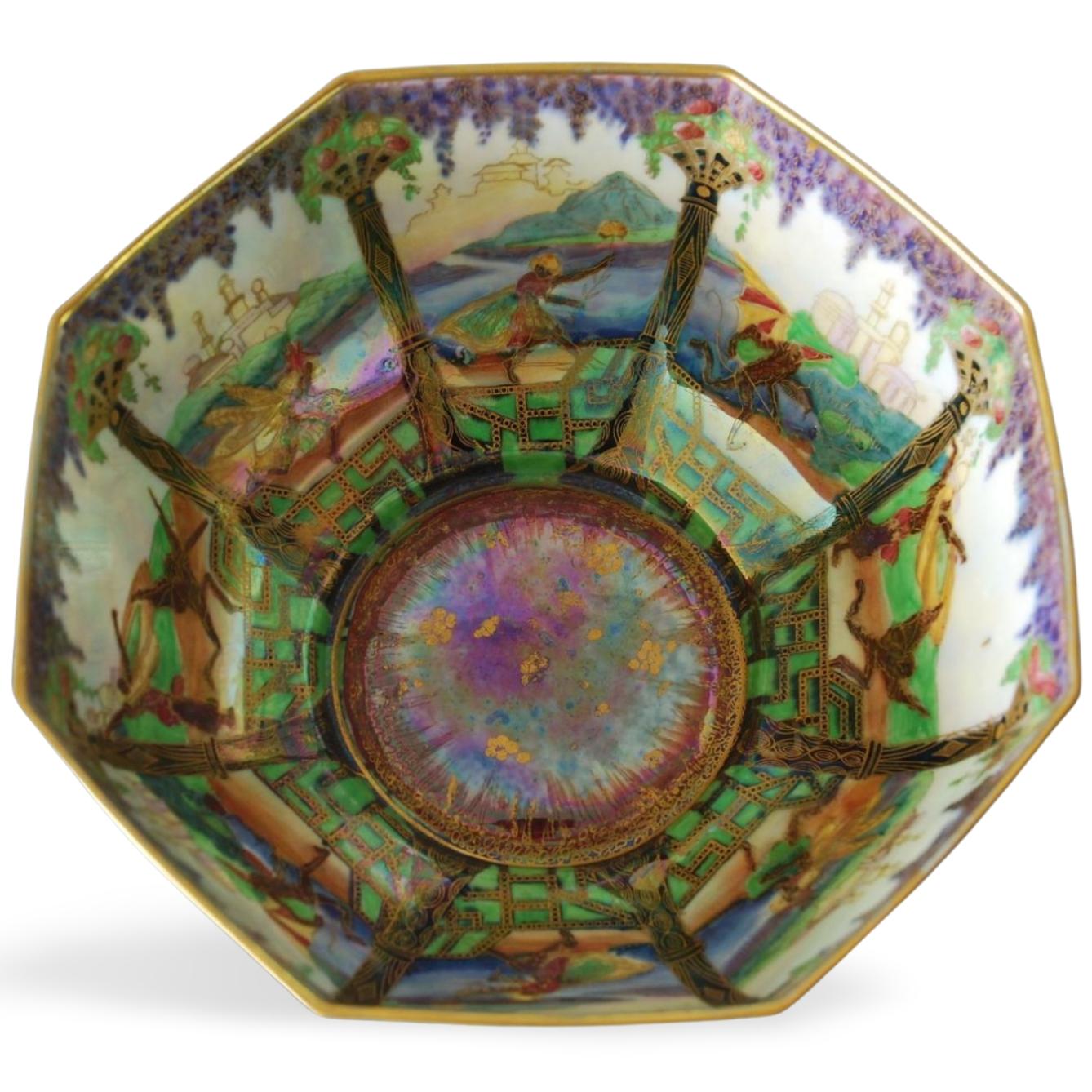 Art Deco Fairyland Lustre Bowl, Geisha Wedgwood, circa 1925 For Sale