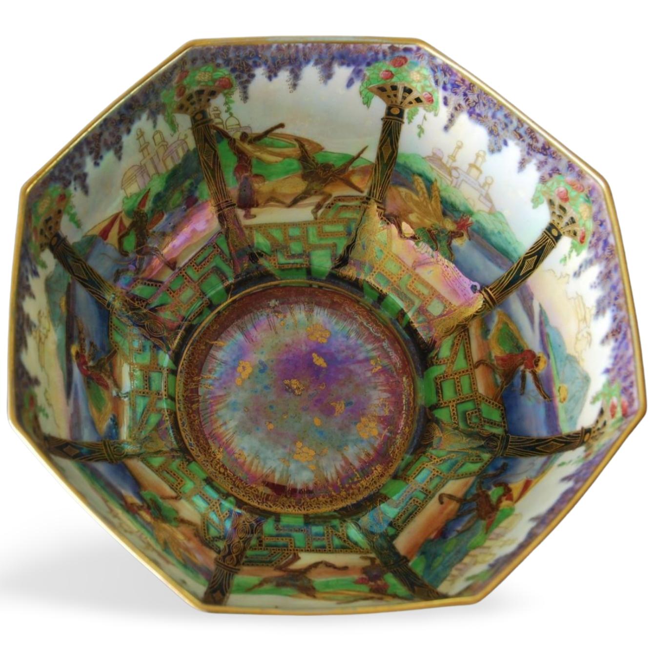 Enameled Fairyland Lustre Bowl, Geisha Wedgwood, circa 1925 For Sale