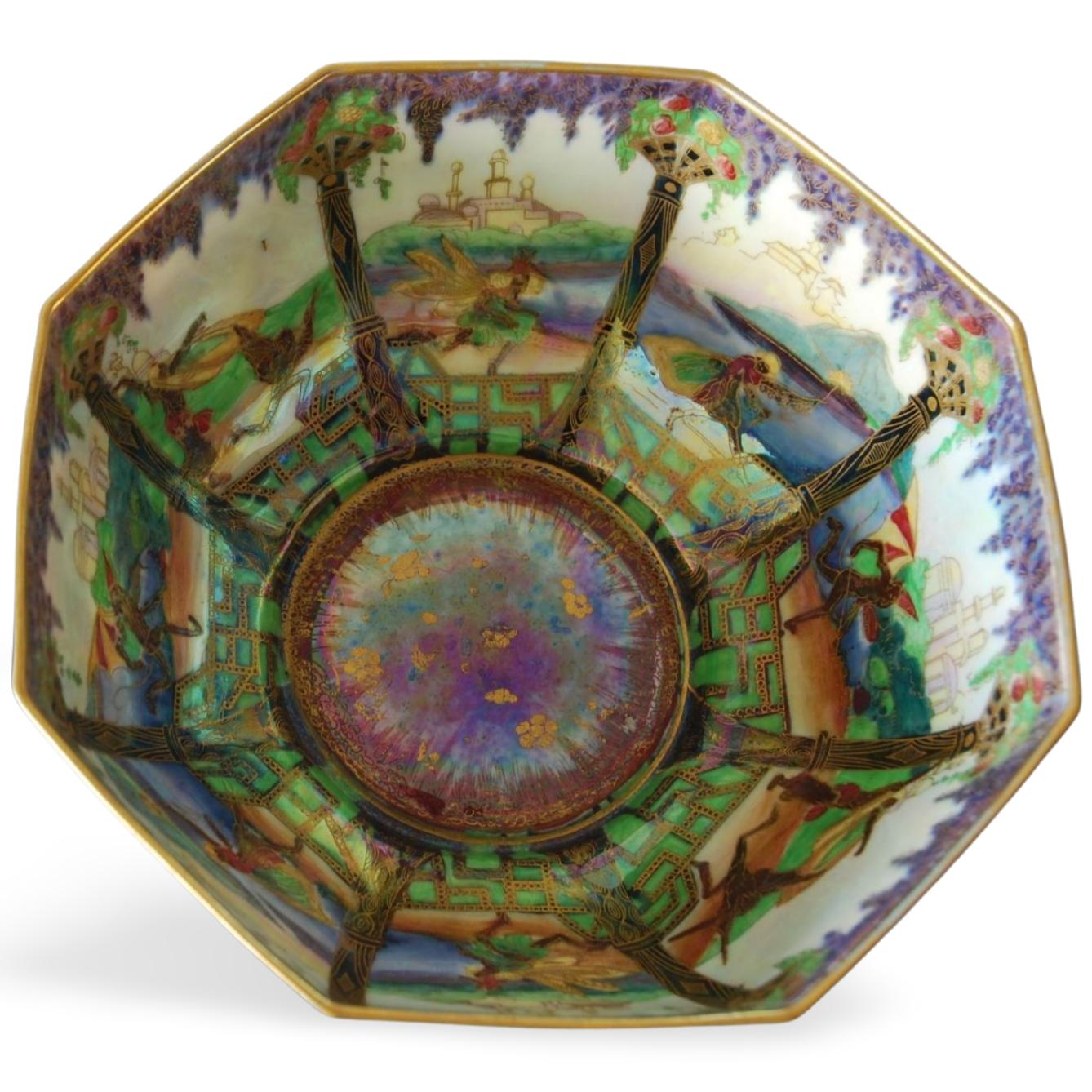 Porcelain Fairyland Lustre Bowl, Geisha Wedgwood, circa 1925 For Sale