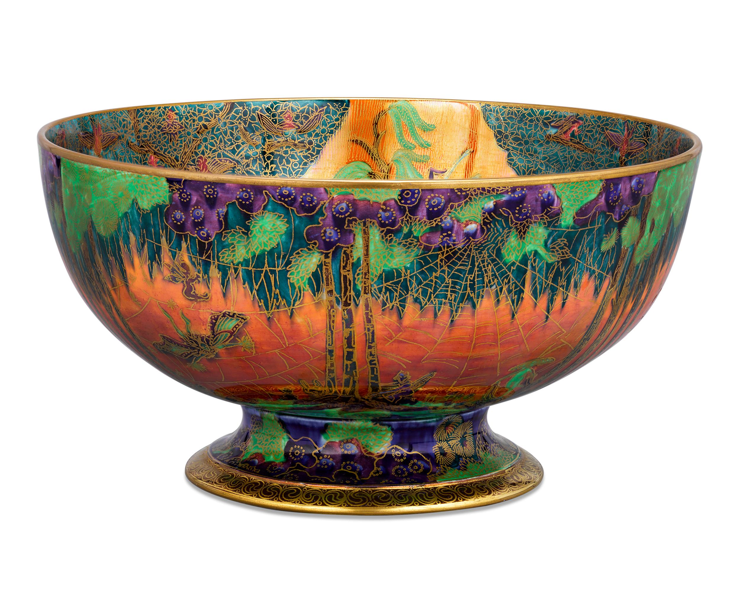 This highly imaginative Wedgwood porcelain bowl hails from the extraordinary collection created by Daisy Makeig-Jones known as Fairyland Lustre. Taking its inspiration from fairy tales, the Fairyland line brings together wild combinations of colors