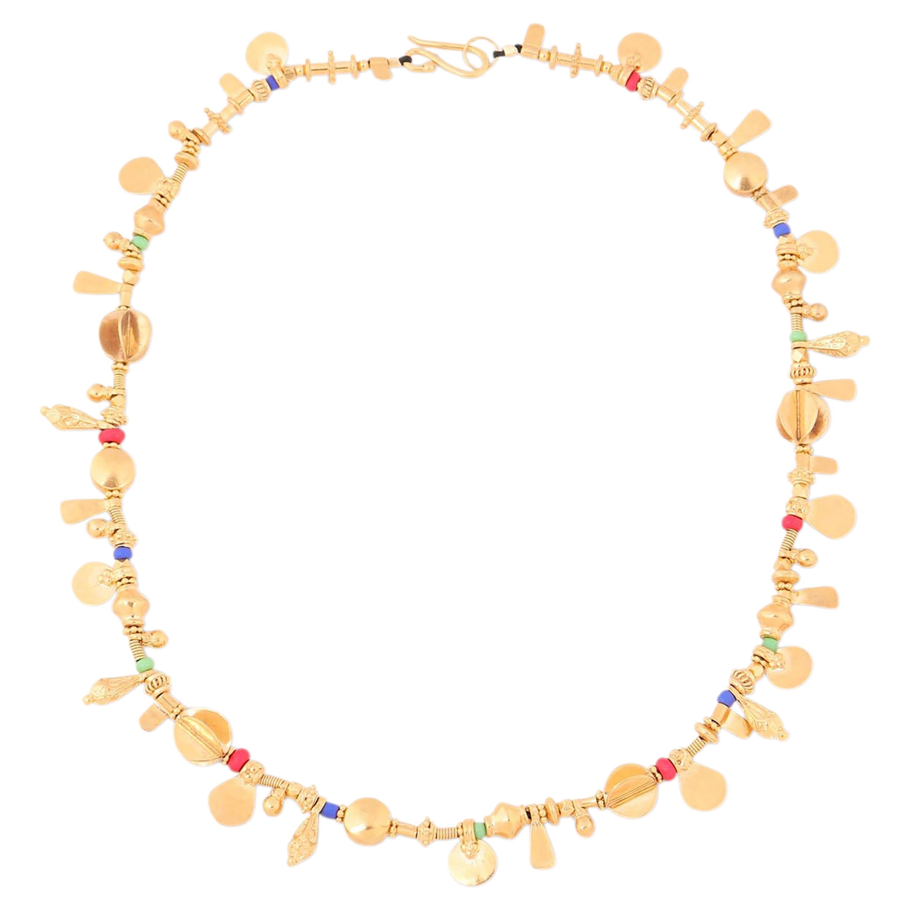 Fairy's Tail Necklace in 24k Vermeil Gold & Glass Beads by Katerina Makriyianni
