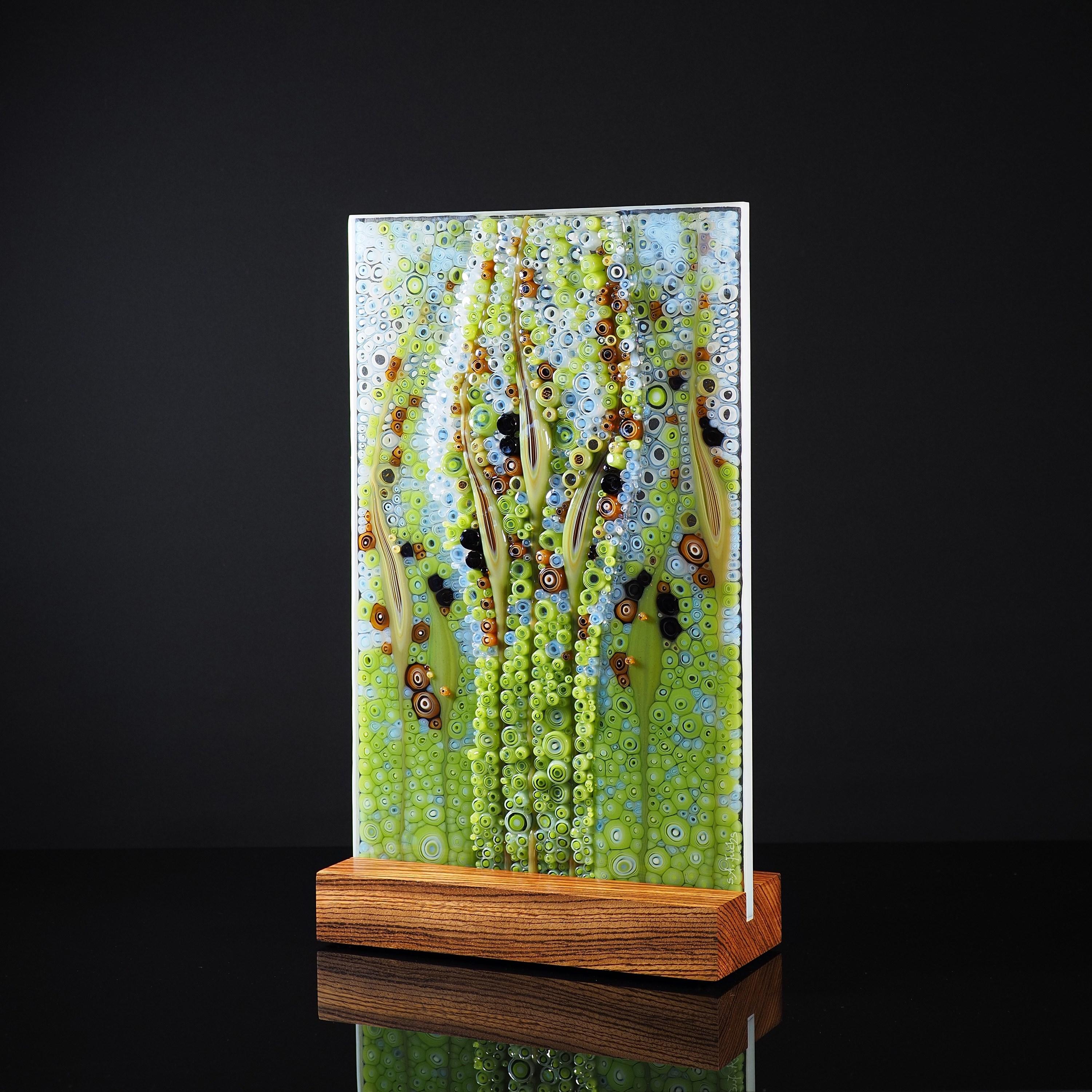 Hand-Crafted Fairytales & Legends, a Green, Red & White Glass Sculpture by Sandra A. Fuchs For Sale