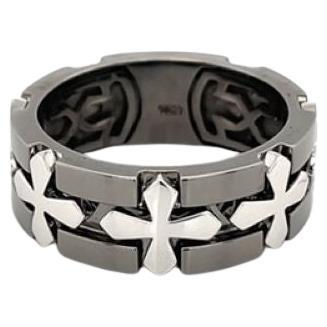 Anillo de oro blanco de 18 quilates con motivo de cruz Faith