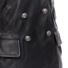 FAITH CONNEXION black lambskin leather double breasted off shoulder top IT38 XS