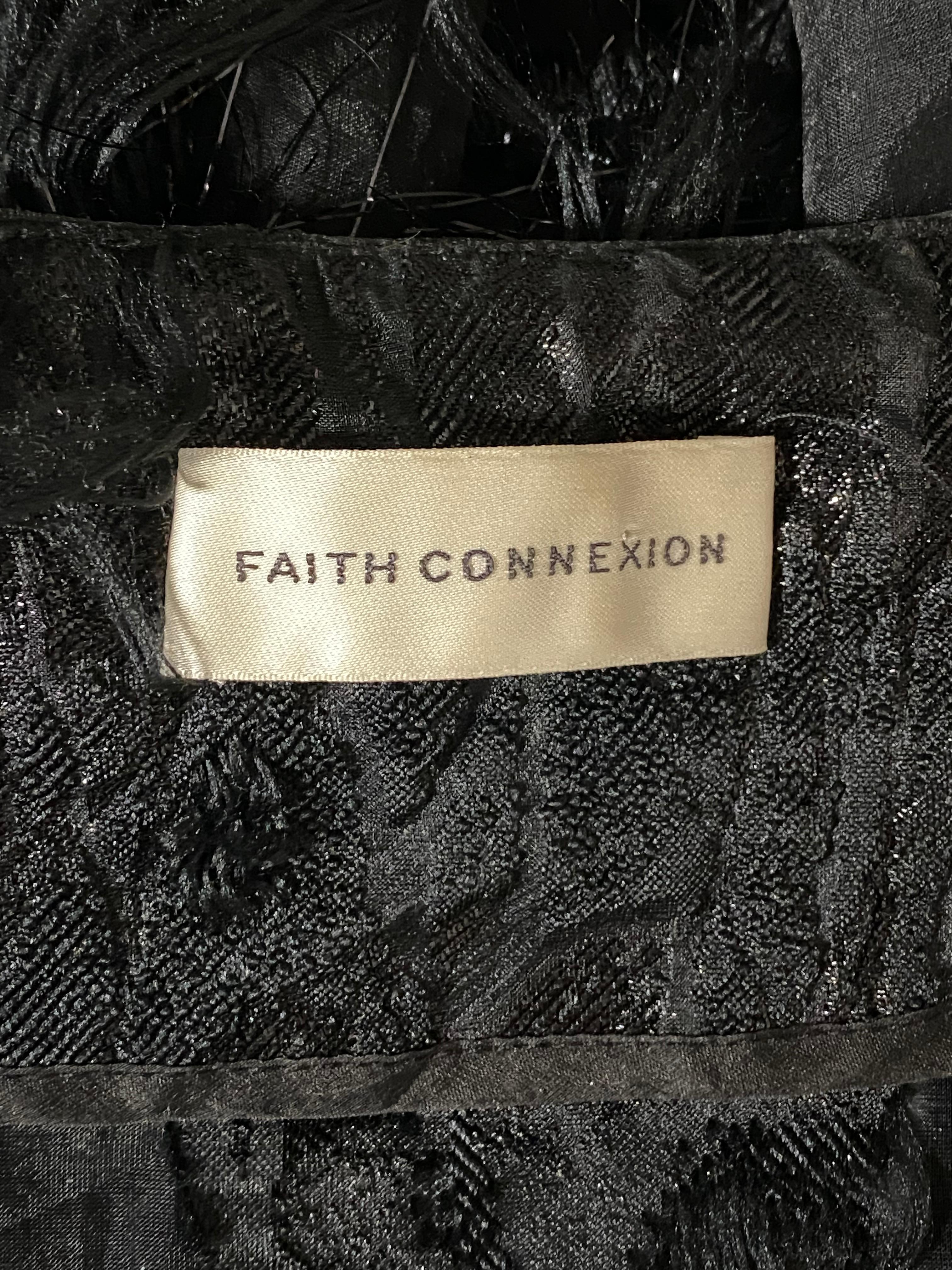 Faith Connexion Black Mesh Lace and Feather Evening Cover Up Coat Jacket 4
