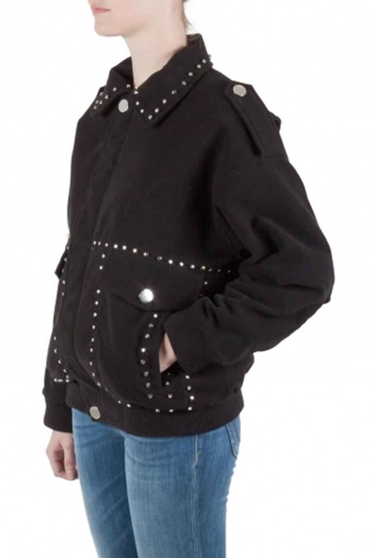 Faith Connexion brings you this fabulous bomber jacket to make you look chic, smart and very stylish! The black creation is made of cotton and feature stud detailing all over. It flaunts front zip closure and long sleeves. The well-defined