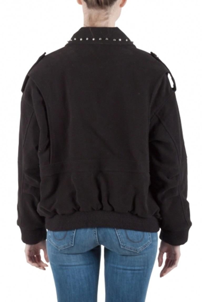 Faith Connexion Black Suede Studded Oversized Bomber Jacket M In condizioni ottime in vendita a Dubai, Al Qouz 2
