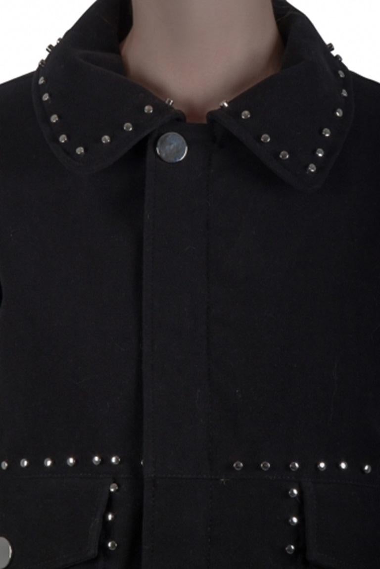 Donna Faith Connexion Black Suede Studded Oversized Bomber Jacket M in vendita