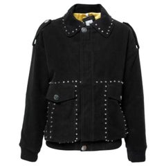 FaITH CONNEXION - Giacca bomber oversize in camoscio nero con borchie M. I.