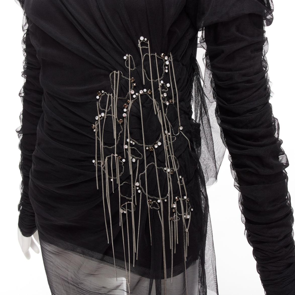 FAITH CONNEXION black viscose mesh overlay silver chain crystal top S
Reference: AAWC/A01126
Brand: Faith Connexion
Material: Viscose
Color: Black, Silver
Pattern: Chain
Closure: Pullover
Lining: Black Viscose
Made in: India

CONDITION:
Condition: