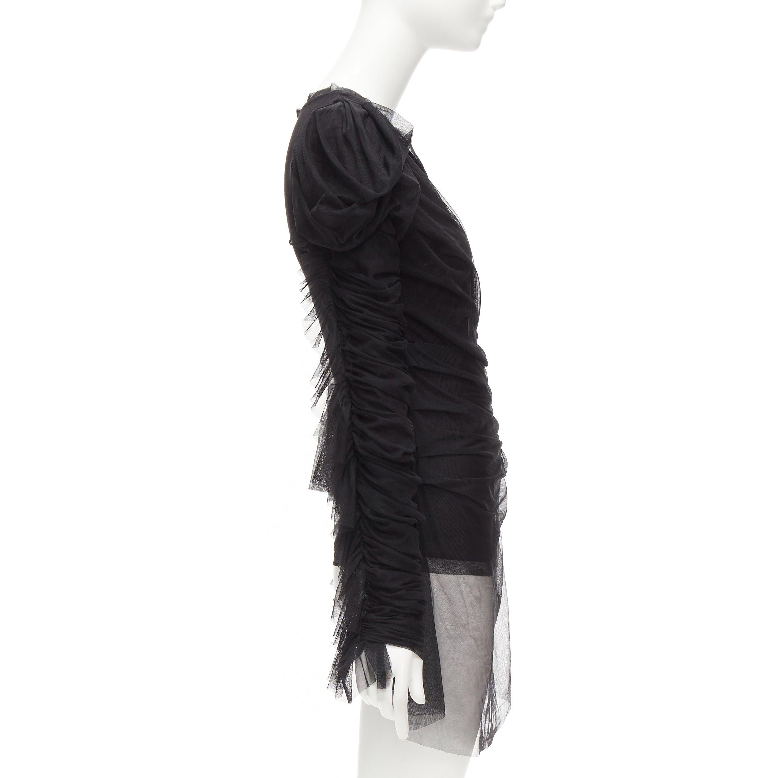 FAITH CONNEXION black viscose mesh overlay silver chain crystal top S In Excellent Condition For Sale In Hong Kong, NT