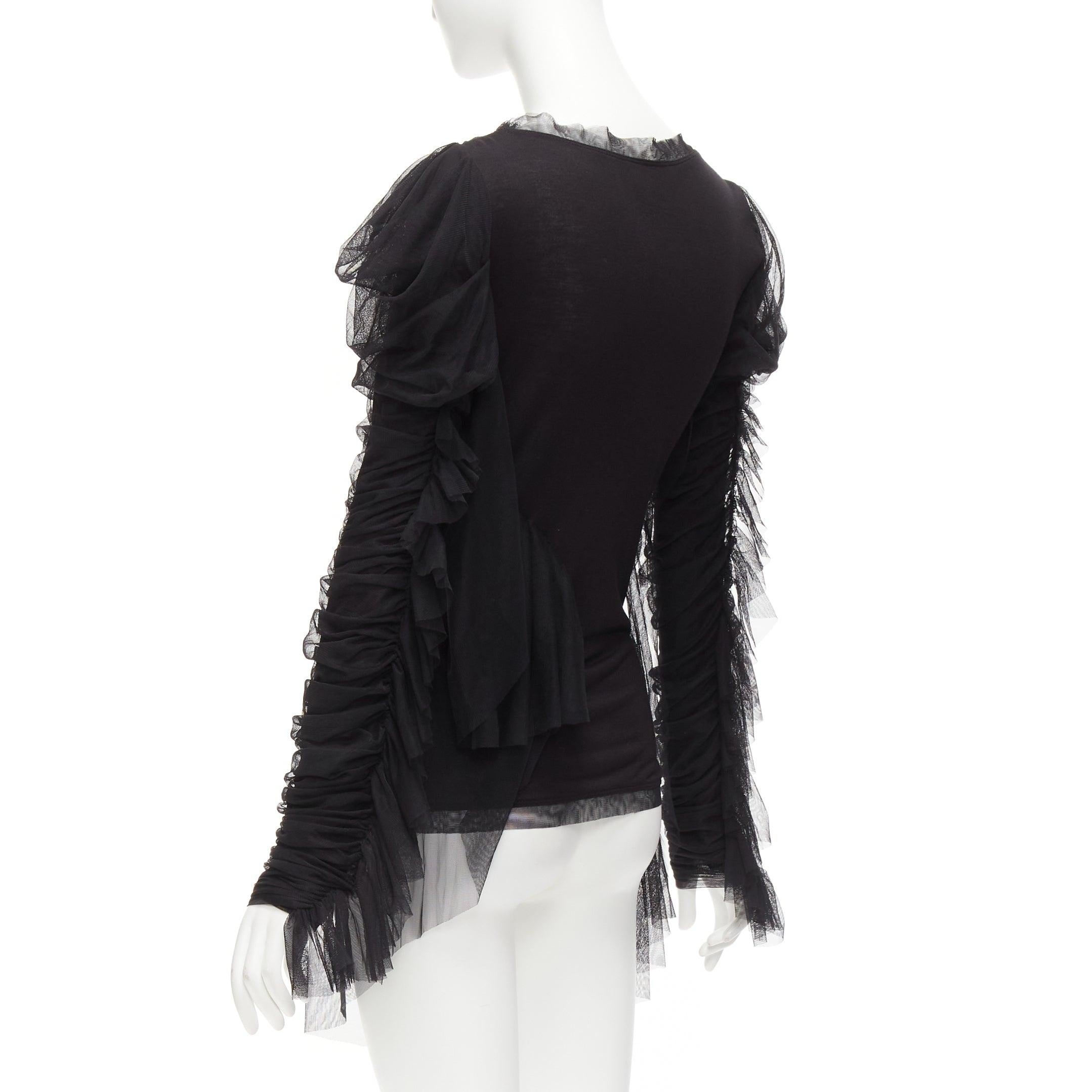FAITH CONNEXION black viscose mesh overlay silver chain crystal top S For Sale 1