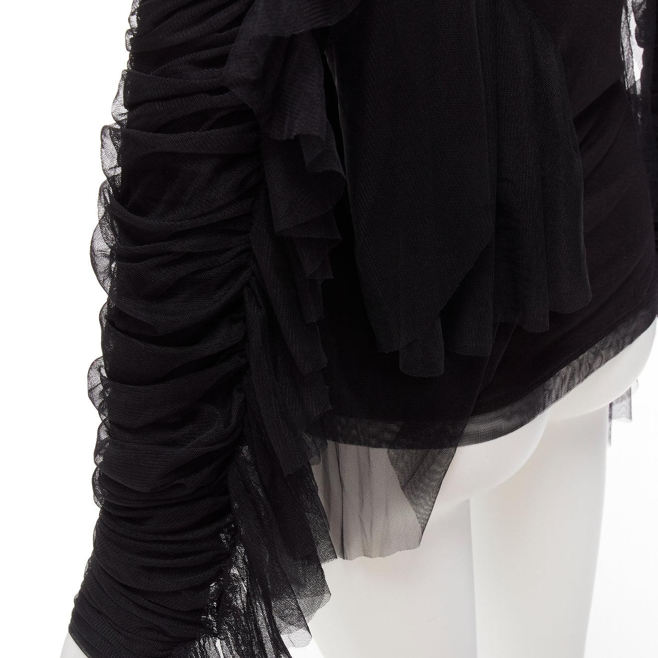 FAITH CONNEXION black viscose mesh overlay silver chain crystal top S For Sale 2