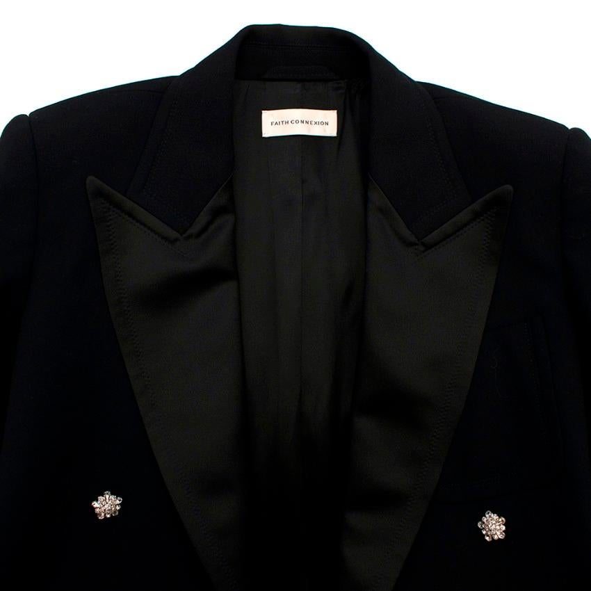 Faith Connexion Black Wool Blend Double-Breasted Blazer - Size US 4 In Excellent Condition For Sale In London, GB
