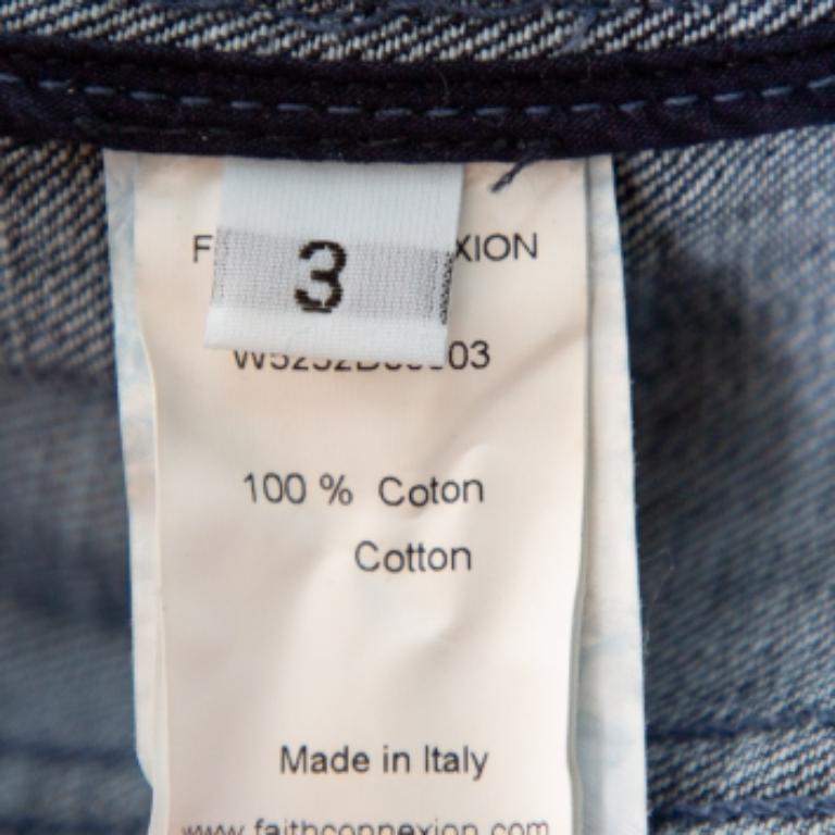Women's Faith Connexion Blue Denim Muddy Distressed Victorian Jacket XXS For Sale