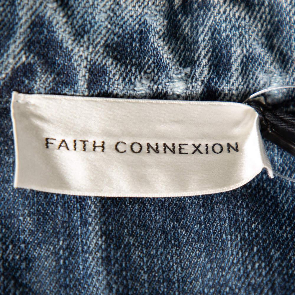 Faith Connexion Blue Denim Muddy Distressed Victorian Jacket XXS For Sale 1