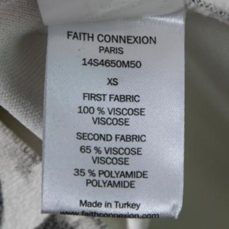 Faith Connexion Further Grey Jersey Blouson Bodice Feather Print Pencil Dress XS en vente 5
