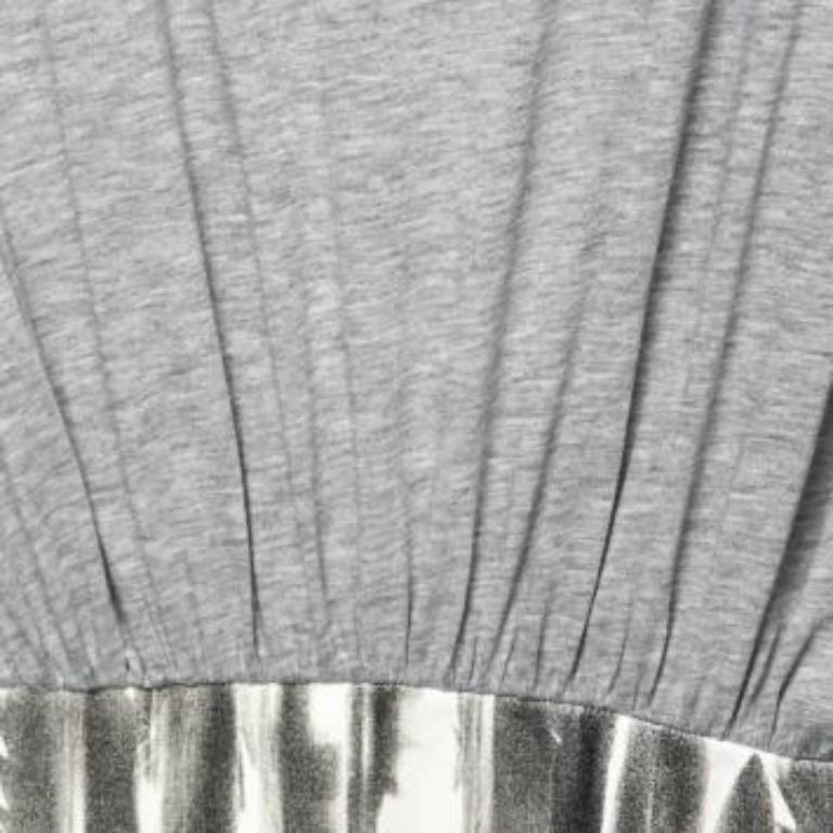 Faith Connexion Further Grey Jersey Blouson Bodice Feather Print Pencil Dress XS en vente 1