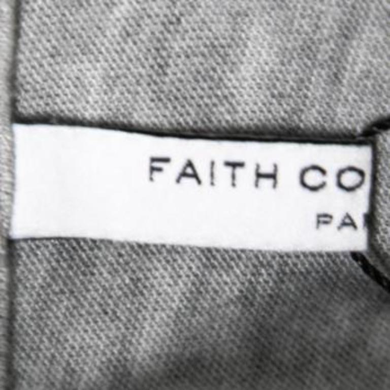 Faith Connexion Further Grey Jersey Blouson Bodice Feather Print Pencil Dress XS en vente 3