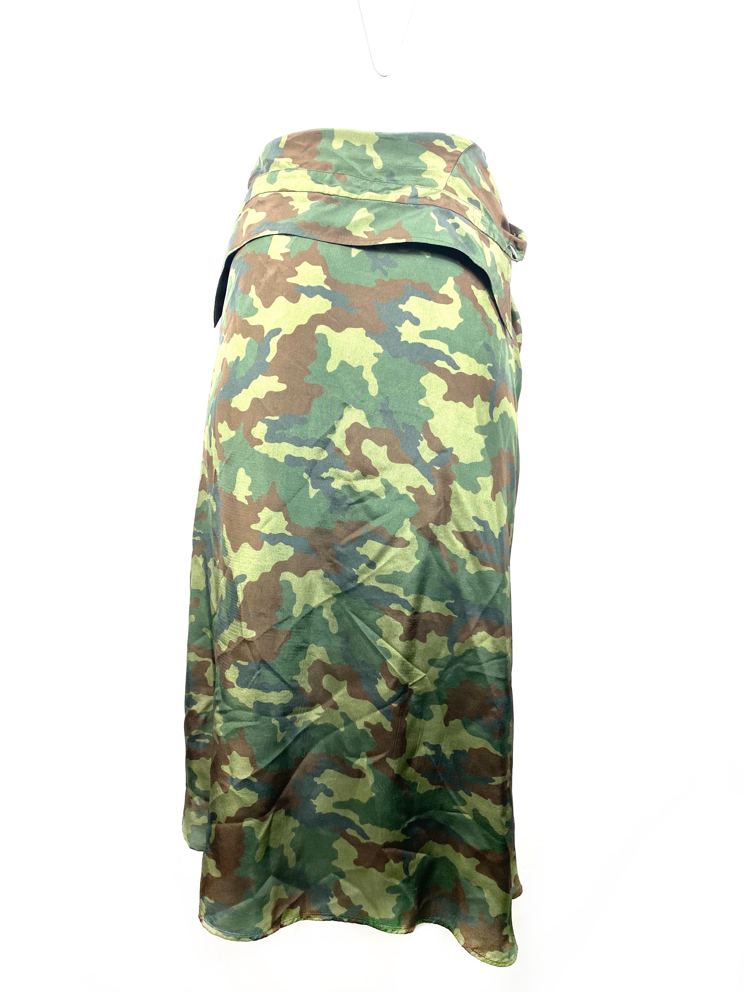 Black Faith Connexion Green Camouflage Silk shirt Skirt Size M