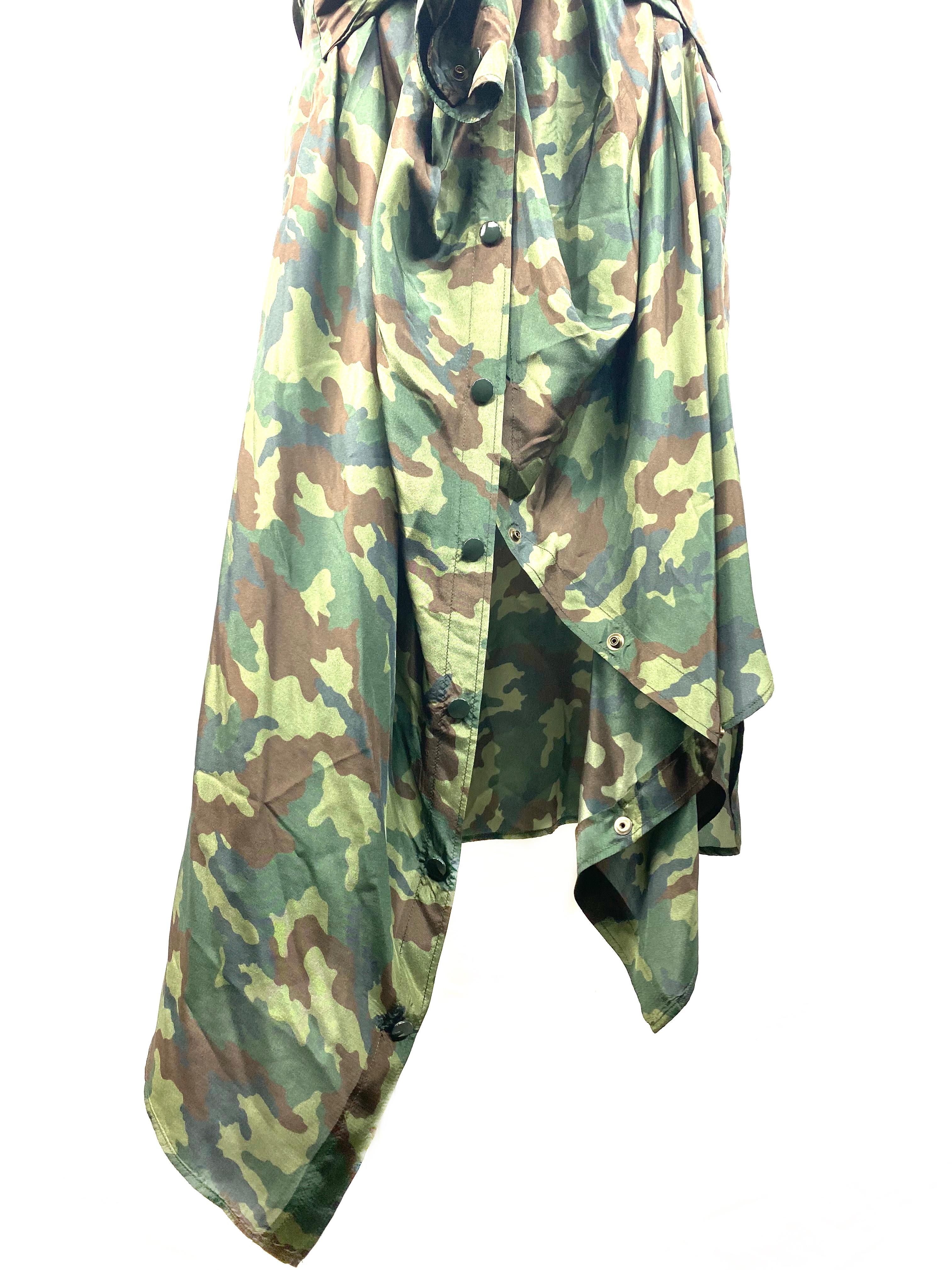 Faith Connexion Green Camouflage Silk shirt Skirt Size M 1