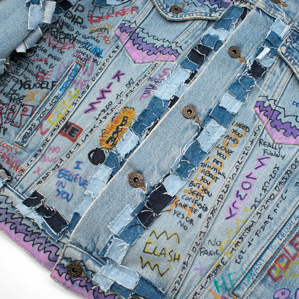 Faith Connexion Hand Painted Patchwork Graffiti Denim Jacket One Size 1