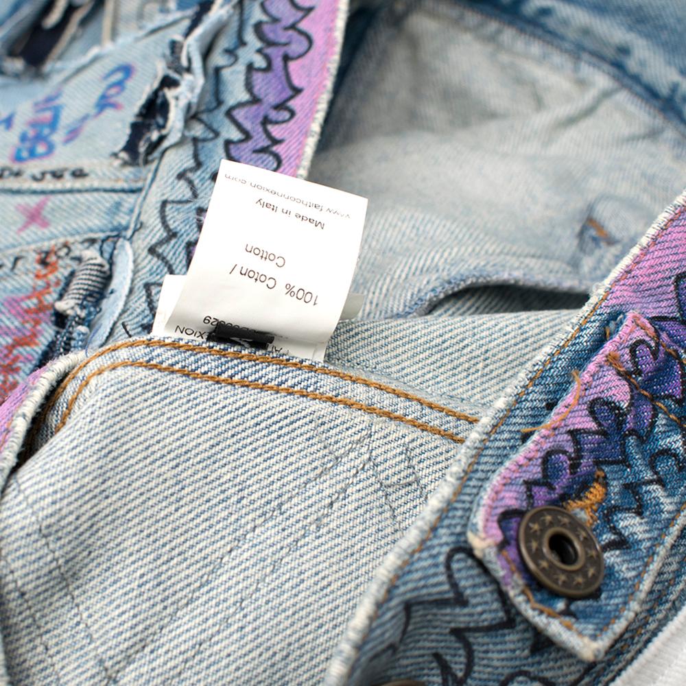 Faith Connexion Hand Painted Patchwork Graffiti Denim Jacket One Size 2