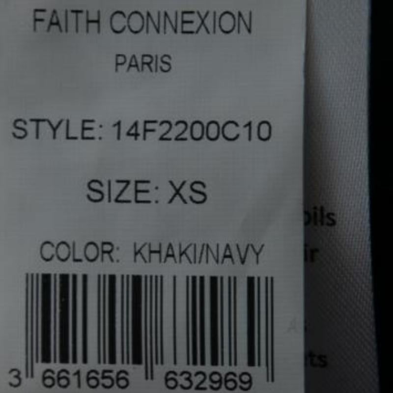 Faith Connexion Khaki Navy Cheetah Print Detachable Sleeve Detail Moto Jacket XS in vendita 6