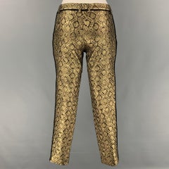 FAITH CONNEXION Size 2 Gold Black Polyester Blend Jacquard Tapered Dress Pants