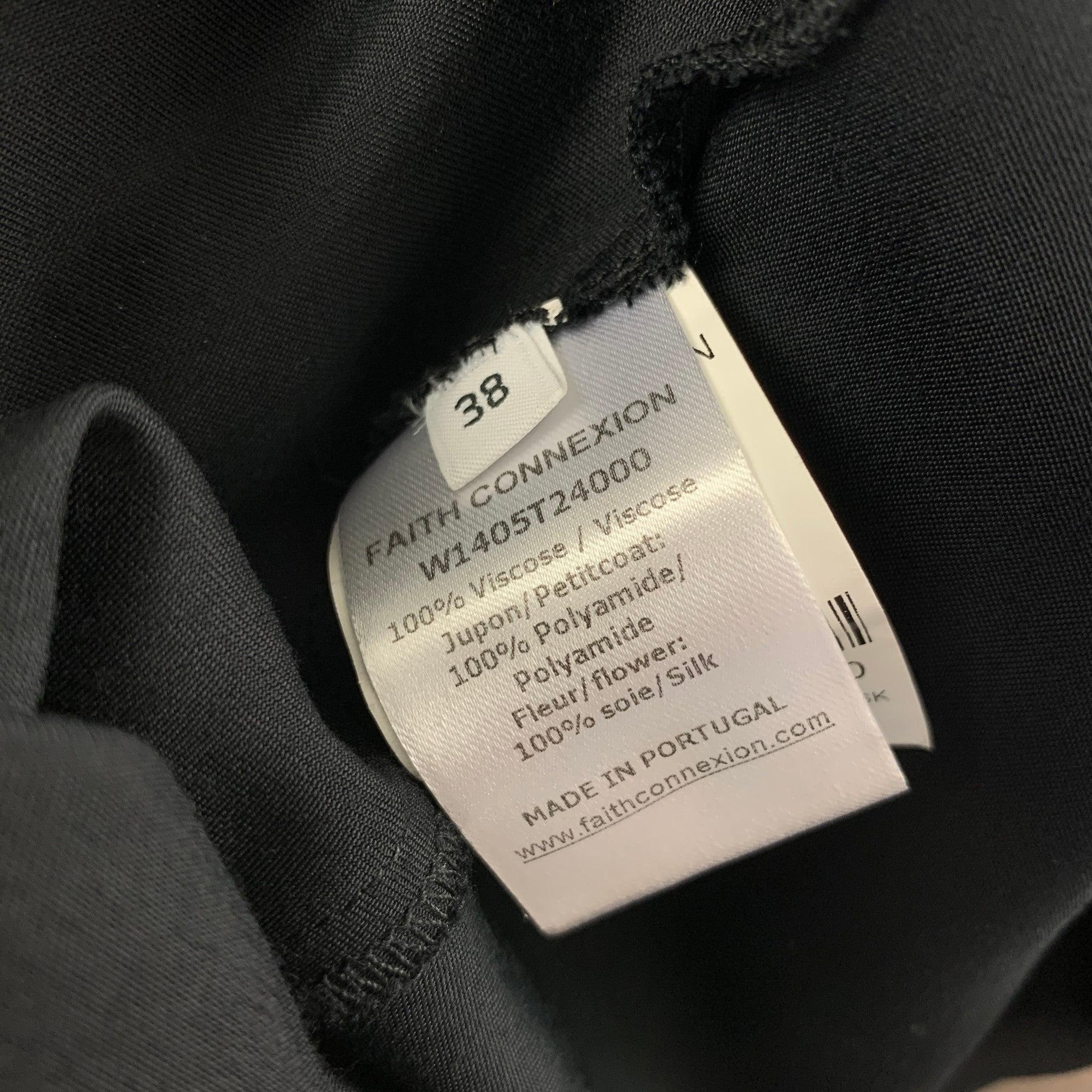 FAITH CONNEXION Size 6 Black Viscose Stars Long Skirt For Sale 1