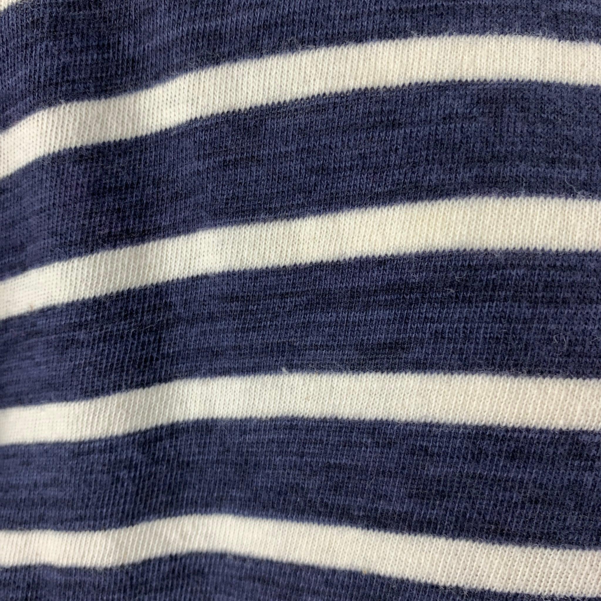 FAITH CONNEXION Size M Navy White Stripe Cotton Long Sleeve T-shirt For Sale 2