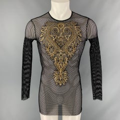 FAITH CONNEXION Size S Black Mesh Polyamide Crew-Neck Pullover