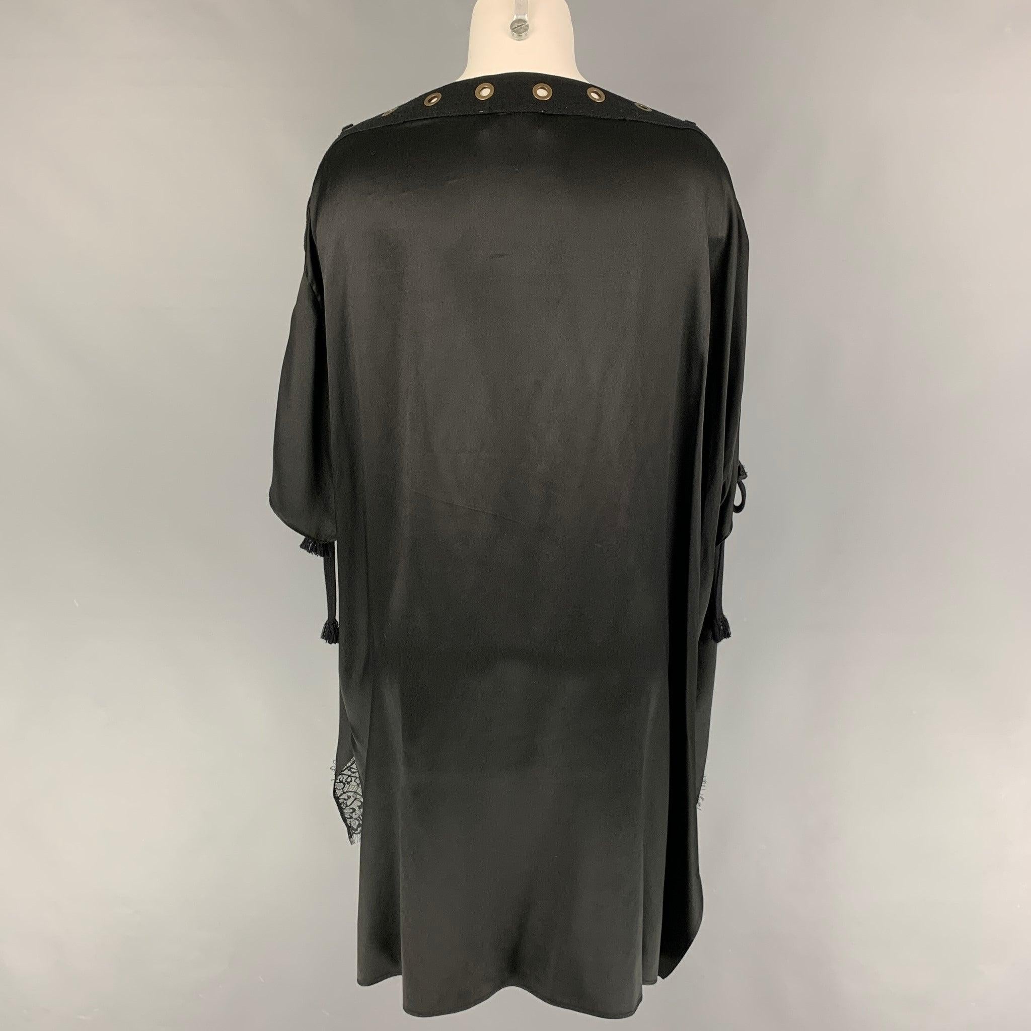 FAITH CONNEXION Size S Black Silk Raw Edge Dress Top In Good Condition For Sale In San Francisco, CA