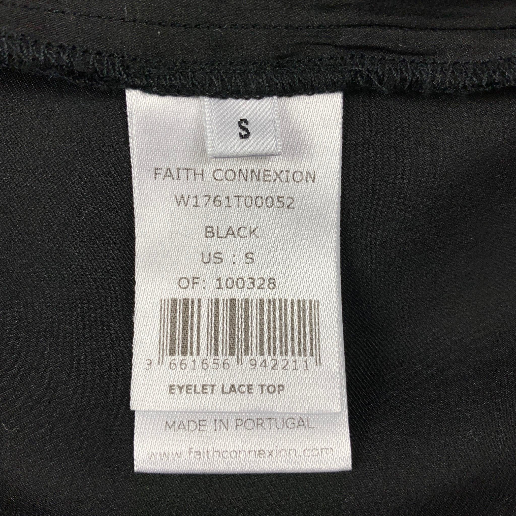 Women's FAITH CONNEXION Size S Black Silk Raw Edge Dress Top For Sale