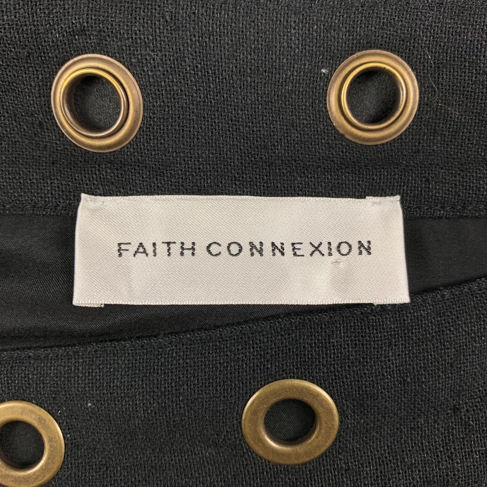 FAITH CONNEXION Size S Black Silk Raw Edge Dress Top For Sale 2