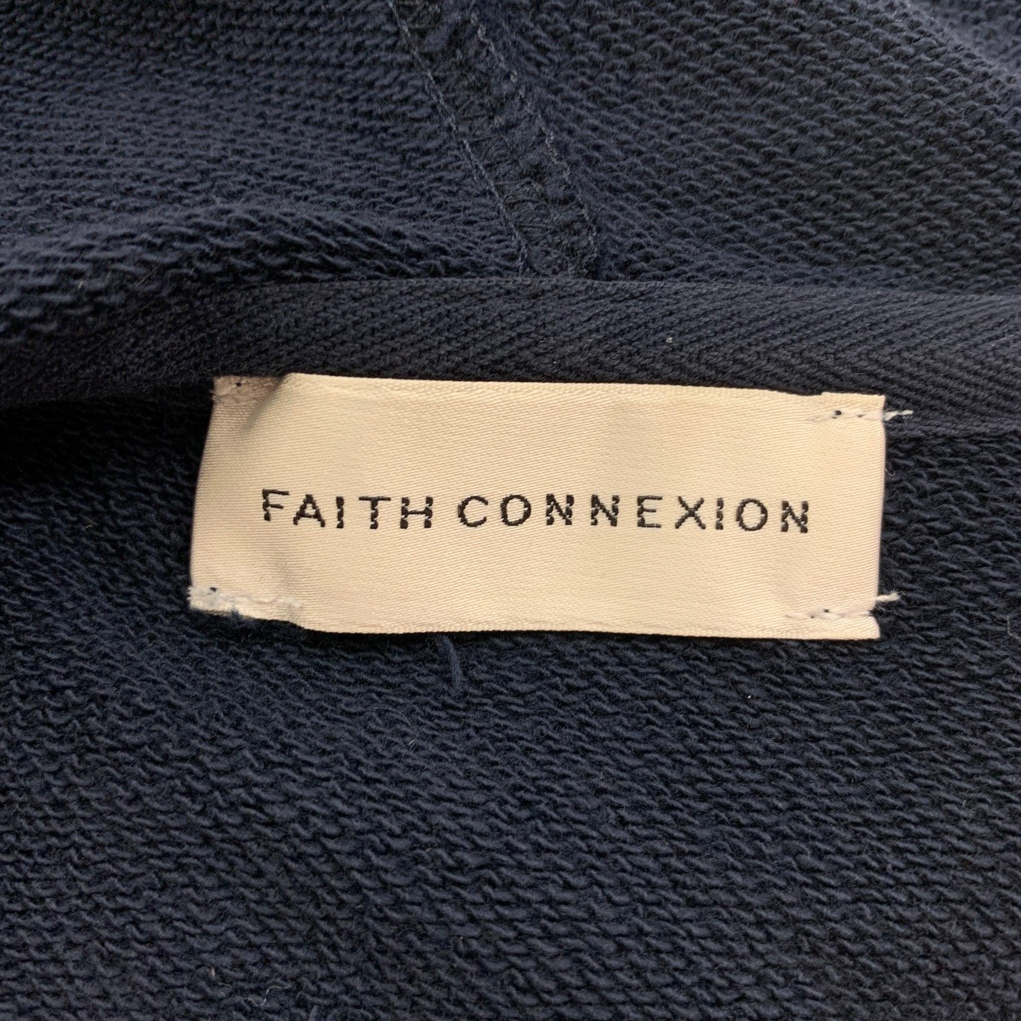 FAITH CONNEXION Size S Navy Multi-Color Painted Cotton Hooded Sweatshirt For Sale 2