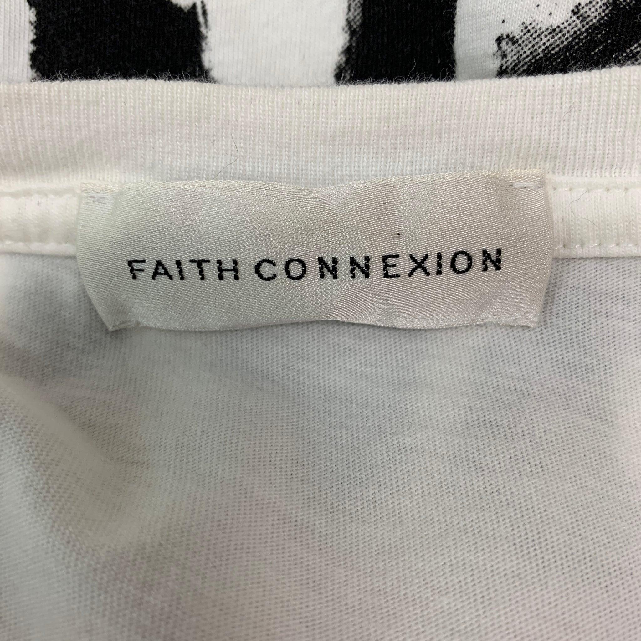 Men's FAITH CONNEXION Size S White Black & Red Print Cotton Crew-Neck T-shirt For Sale